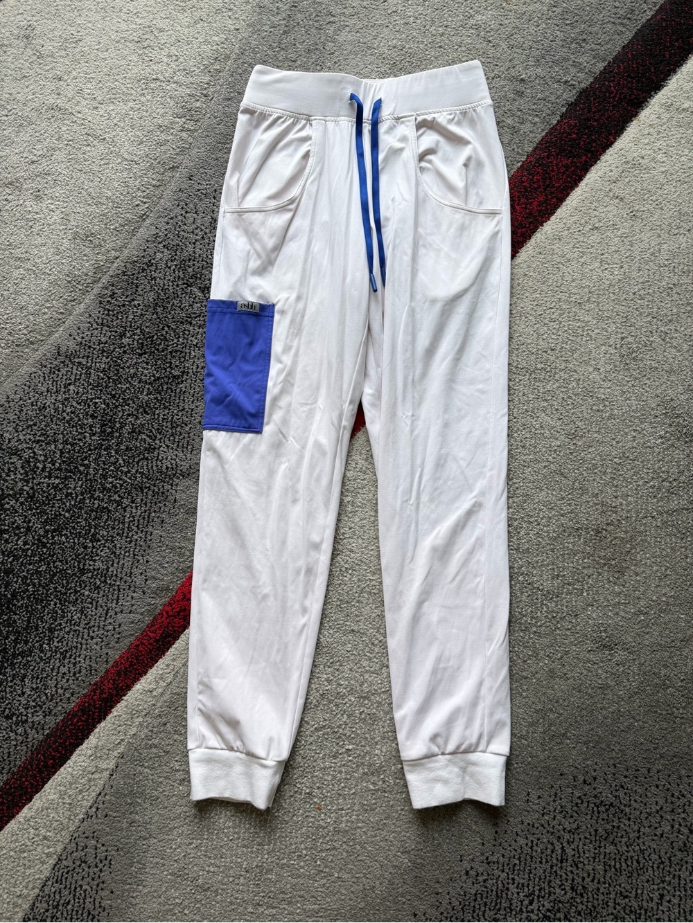 Ash Ivory Blue Colorblock Scrub Jogger Pants